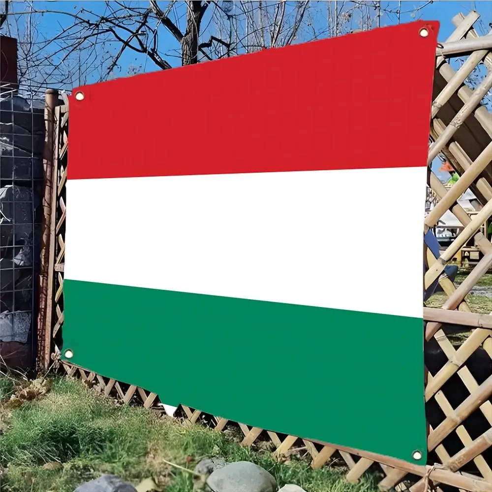Hungary Flags Daily four ring borderless design indoor outdoor decor easy hang install