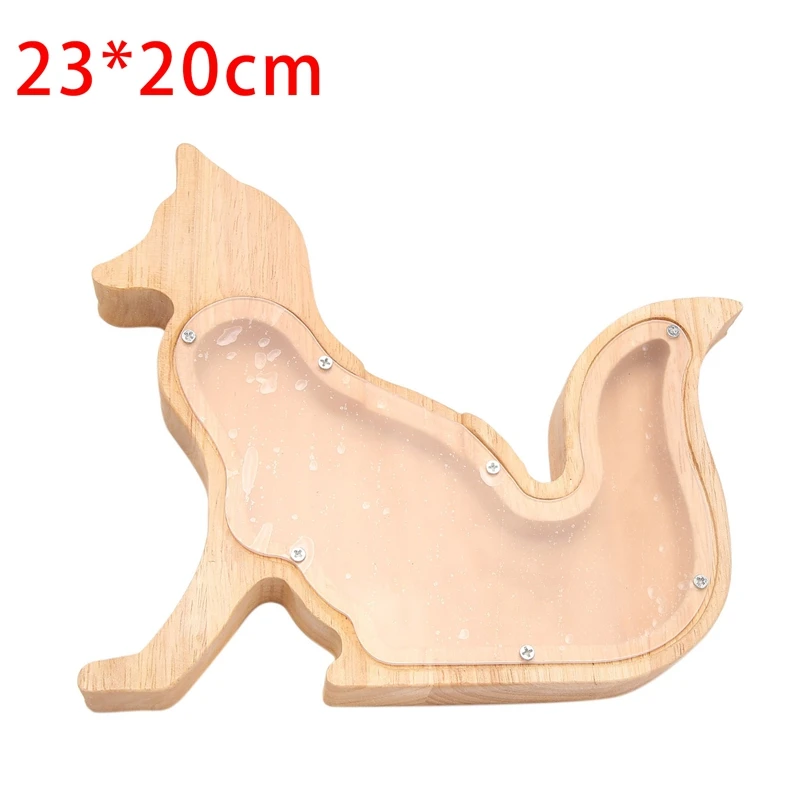 กระปุกออมสินสุนัขจิ้งจอกกระปุกออมสินการ์ตูนสุดสร้างสรรค์โปร่งใสสำหรับตกแต่งของขวัญงานฝีมือ23X20cm