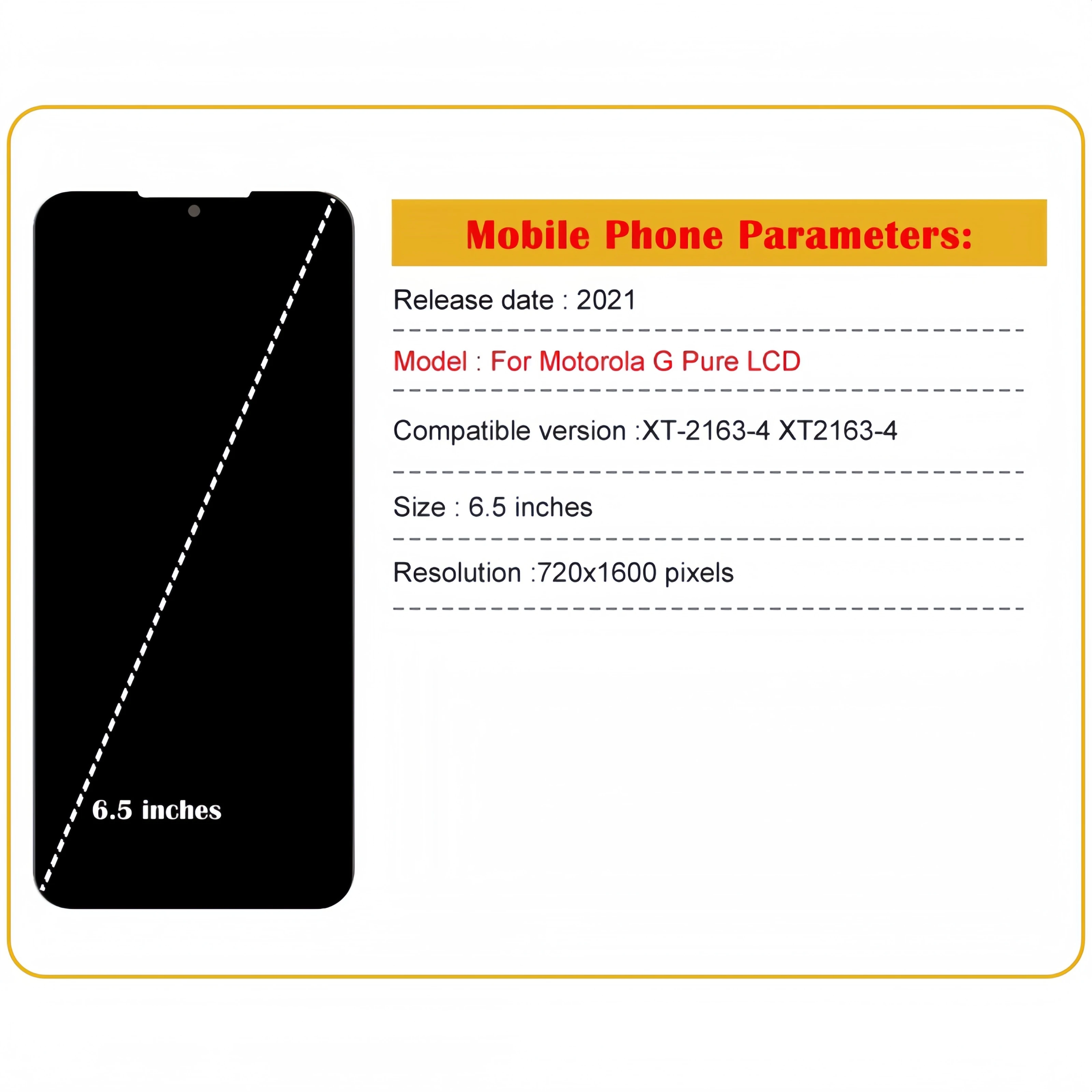 LCD Display Touch Screen Digitizer Assembly Replacement,for Motorola Moto G Pure 2021 XT-2163-4 XT2163-4