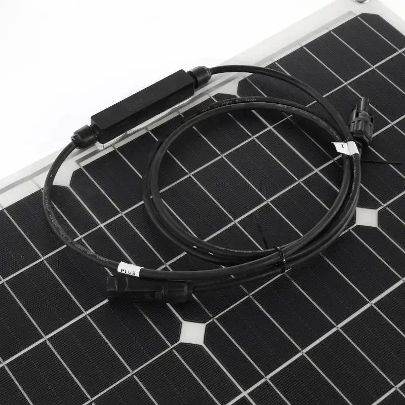 BMAD-Solar Panel 150W 18V Semi-flexible Monocrystalline Solar Cell Solar Board DIY Cable Battery Power System for Outdoor Car RV