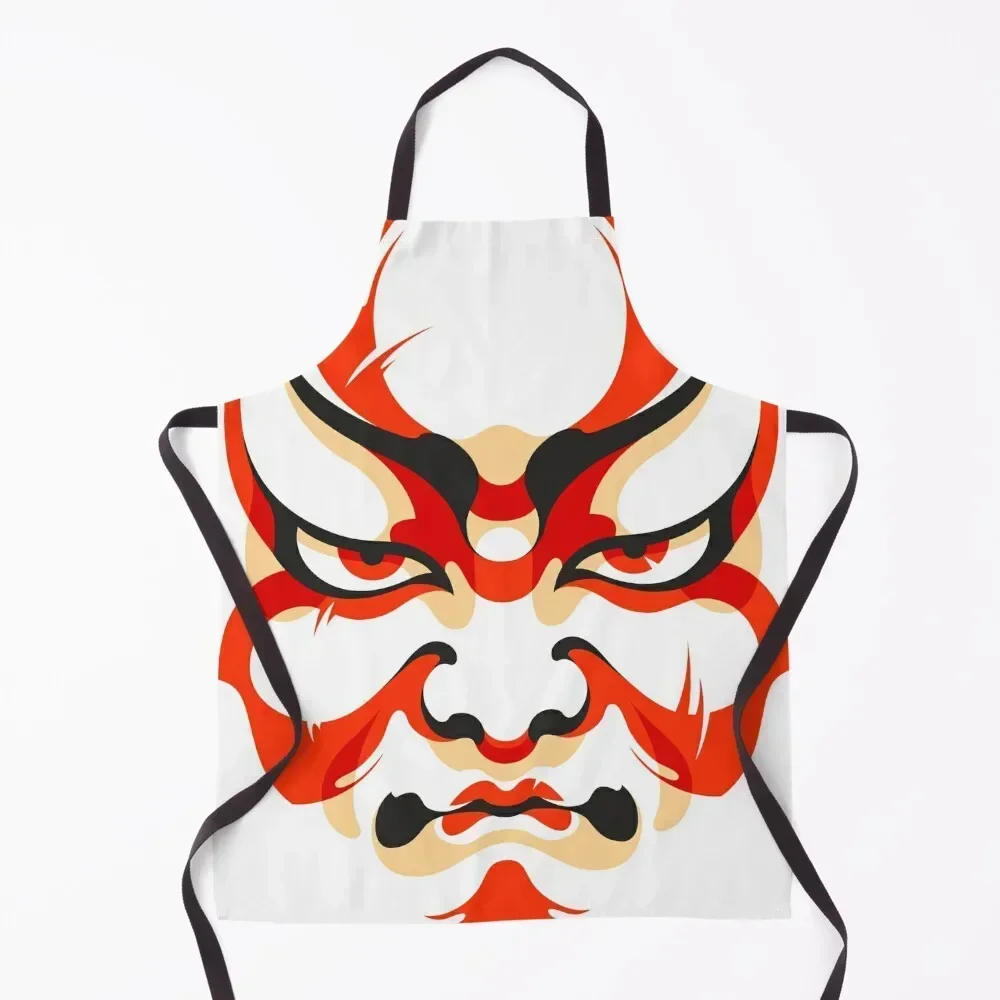 

Kabuki Mask Apron Dress Cooking women's work Funny Apron