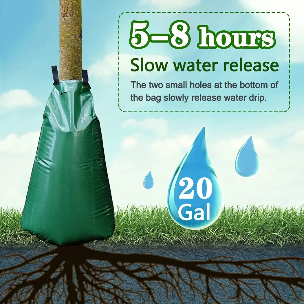 12 Pack 20 Gallon Tree Watering Bags, Reusable, Heavy Duty and Slow Release Gator Bags for Trees, Premium PVC Plant Drip