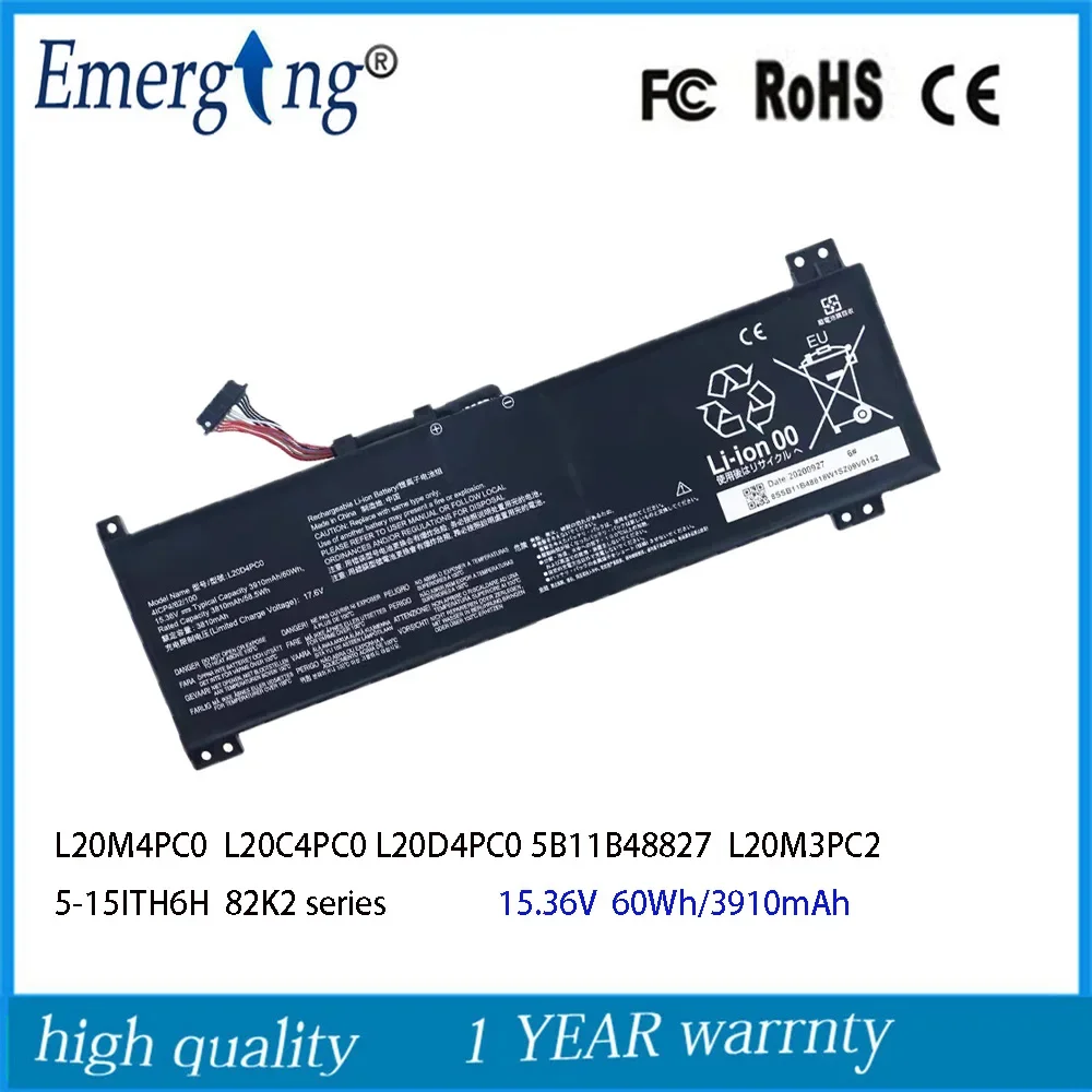 

15.36V 60Wh L20M4PC0 L20C4PC0 L20D4PC0 Laptop Battery For Lenovo Legion 5-15ITH6H 82JK series Ideapad Gaming 3-15IHU6