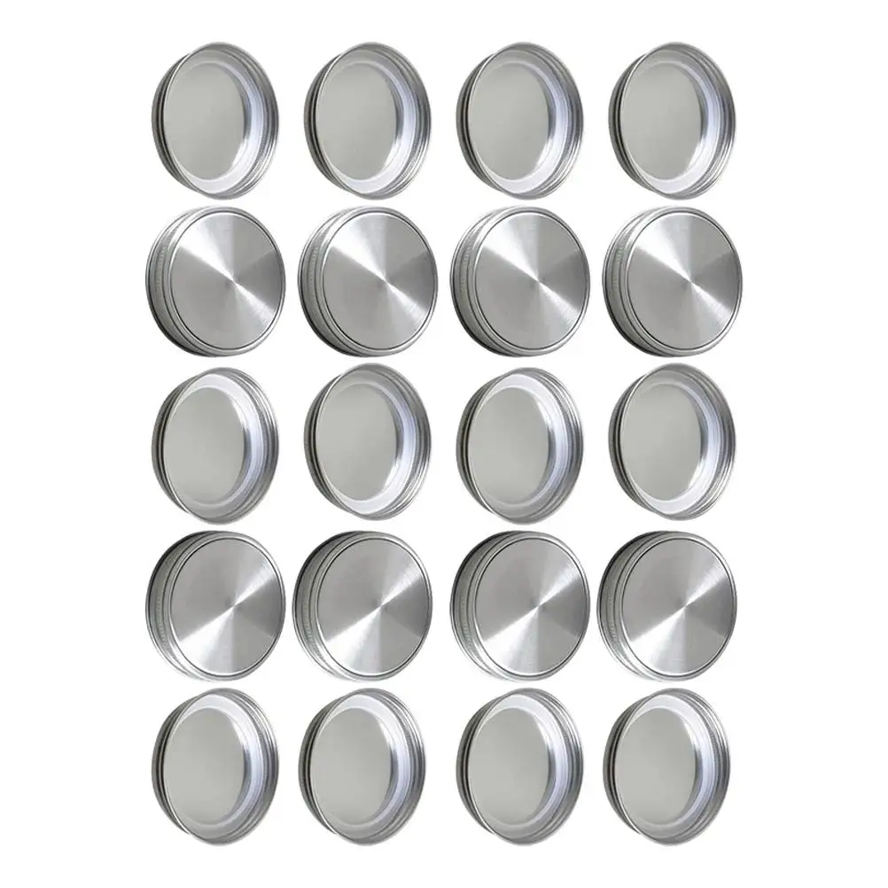 

20 Pcs Tinplate Lids Reusable Sealed Covers for Jars Food Storage Containers Silver Bottle Seals Travel