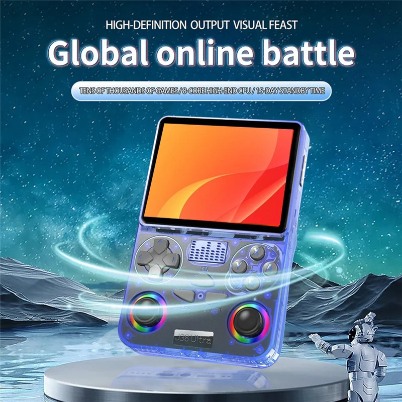 ABHE-J36 Ultra 64G وحدة تحكم ألعاب ريترو محمولة 3.5 بوصة شاشة فيديو 20000 ألعاب تدعم 20+ أجهزة محاكاة مشغل محمول