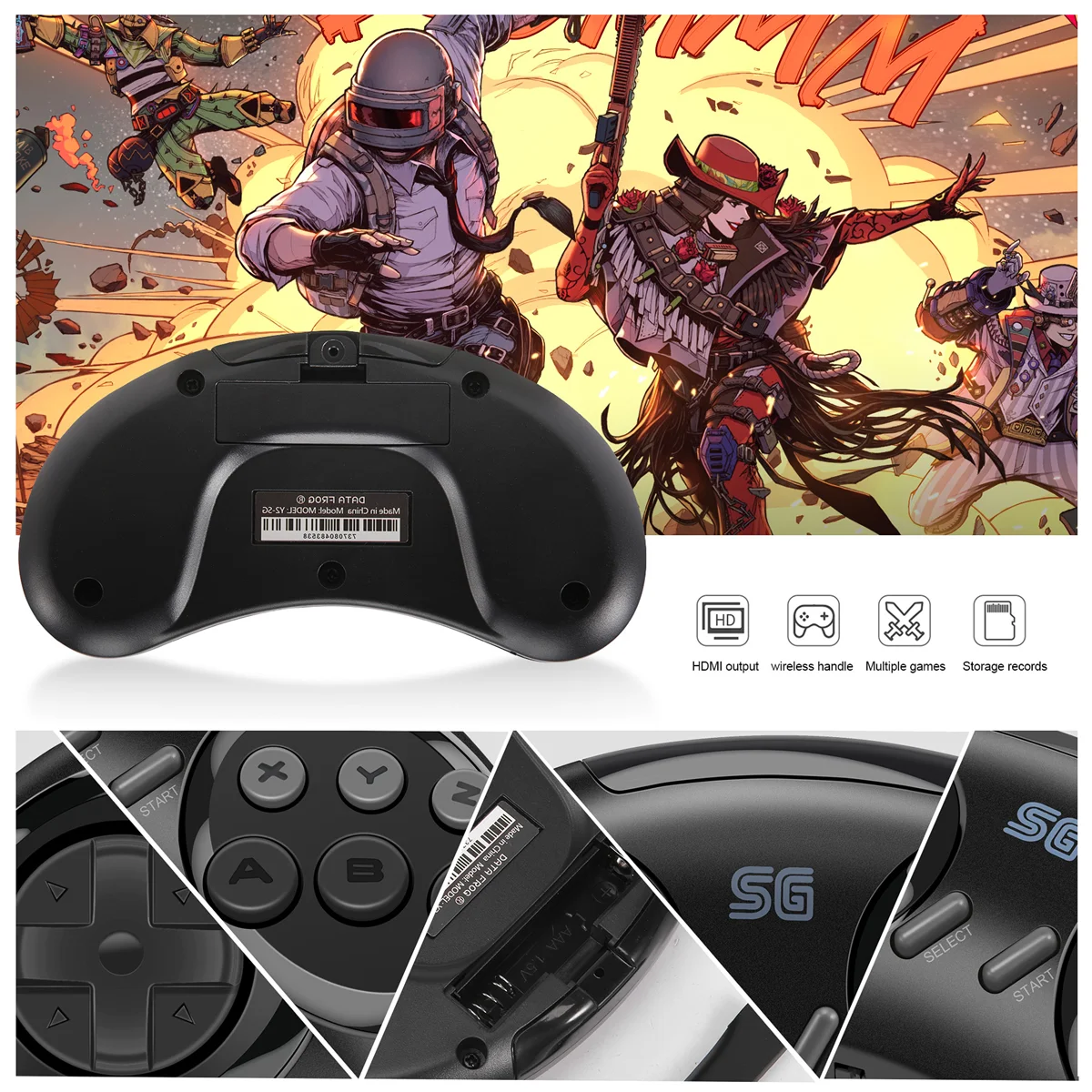 

16-Bit MD Wireless Game Console for Sega Genesis Game Stick HDMI-Compatible 900+Game for Sega Genesis Mini/Mega Drive