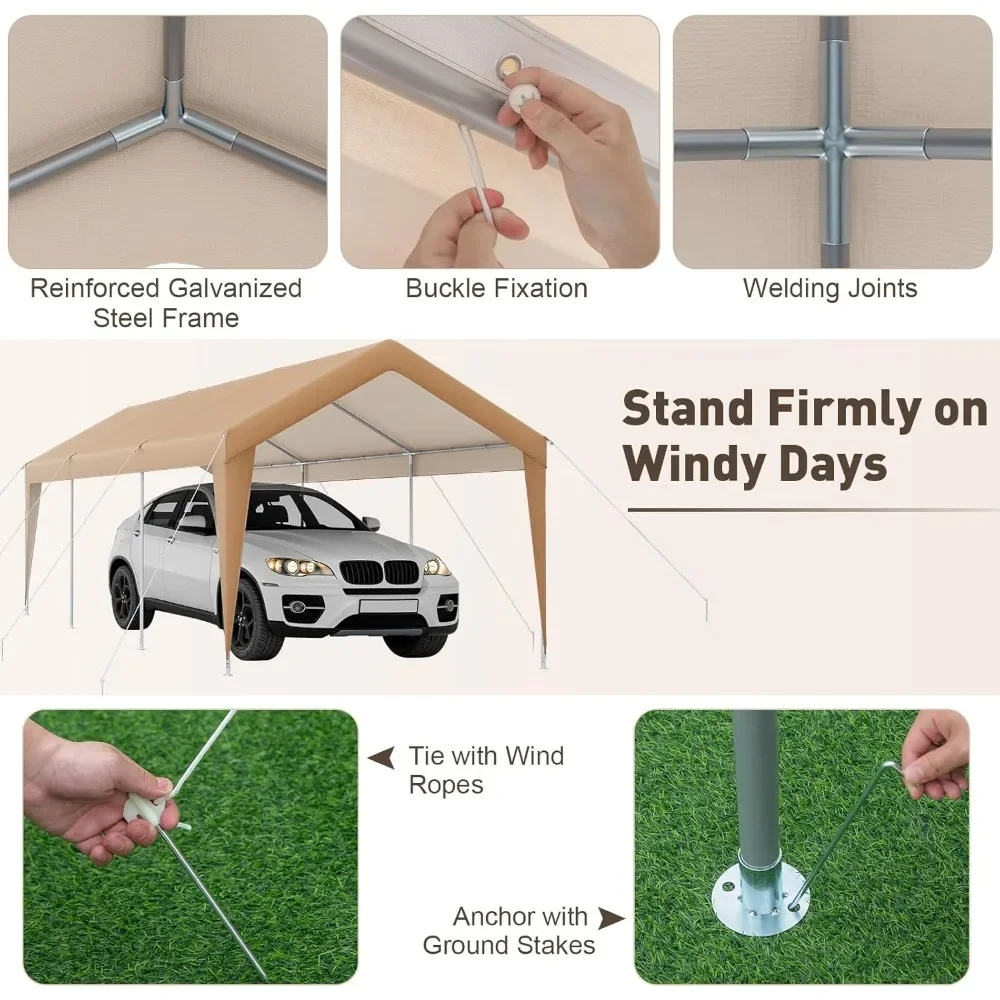 

Навес для автомобиля 10x20 футов, сверхпрочный тент-навес от солнца, портативный гараж-навес