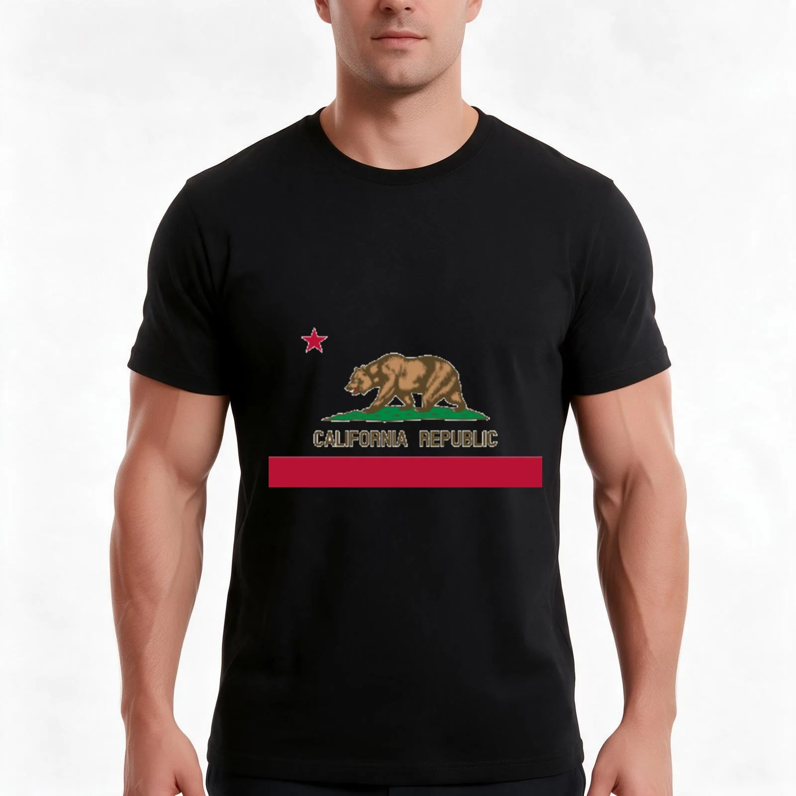 Cali Republic T-Shirt, Summer Casual Cotton Tee, Oversized Streetwear Tops, Vintage Graphic Print, Loose Fit Short Sleeve