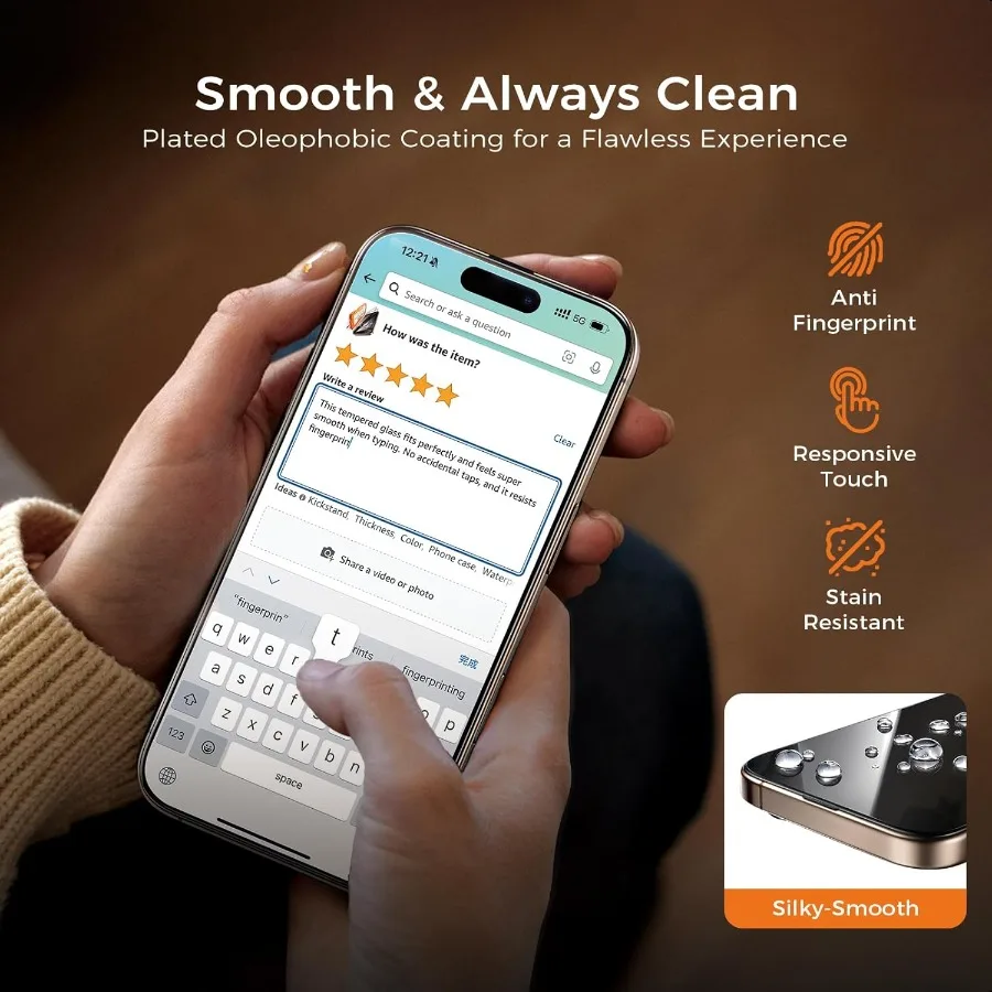 واقي شاشة NeverBreak 9H+ Hardn لهاتف iPhone 16 Pro Max 12FT حماية عسكرية من الدرجة المقاومة للخدش والقطط 16 P