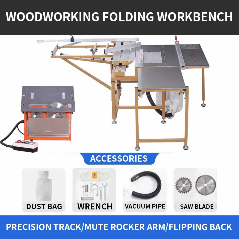 Multifunctional Folding Woodworking Portable mini sliding table panel saw 45-90 degrees Cutting machine