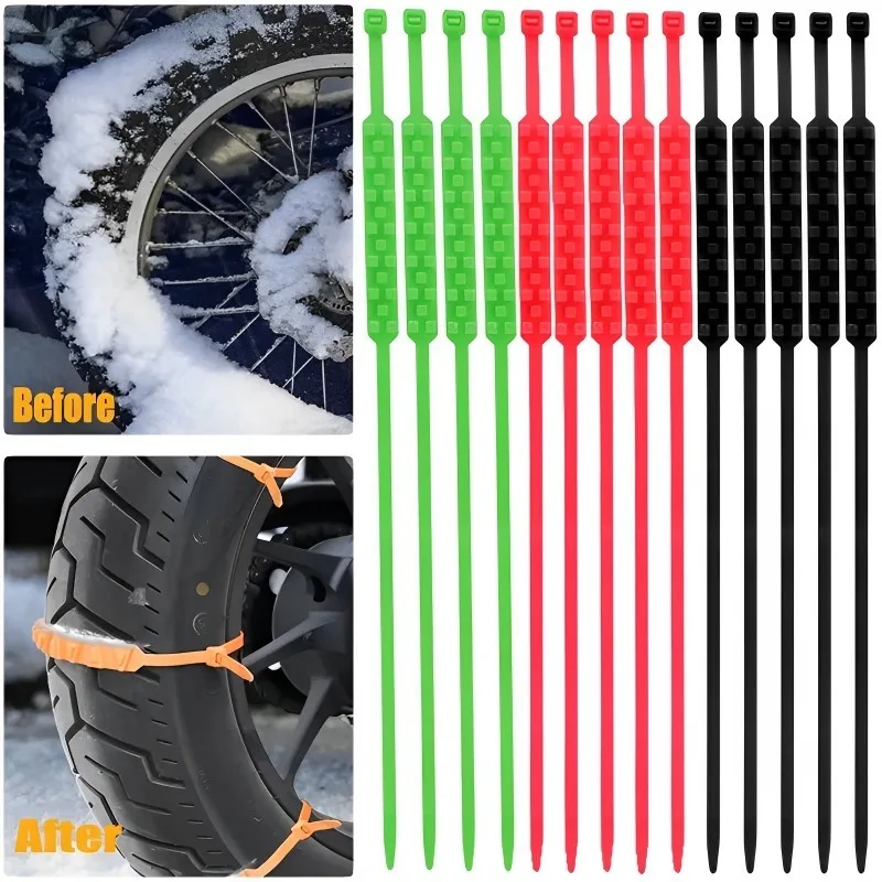 Triangle Anti-slip Tie Emergency Safety Belt with Snow Chains for Winter Tyres  and Reusable Ties for Motorcycle and Bike image 2