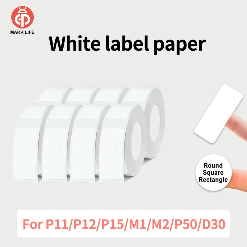 P15/M1/P12 Thermal Printer Stickers White Transparent Paper Waterproof Tear-Resistant Replacement For Office Kitchen School