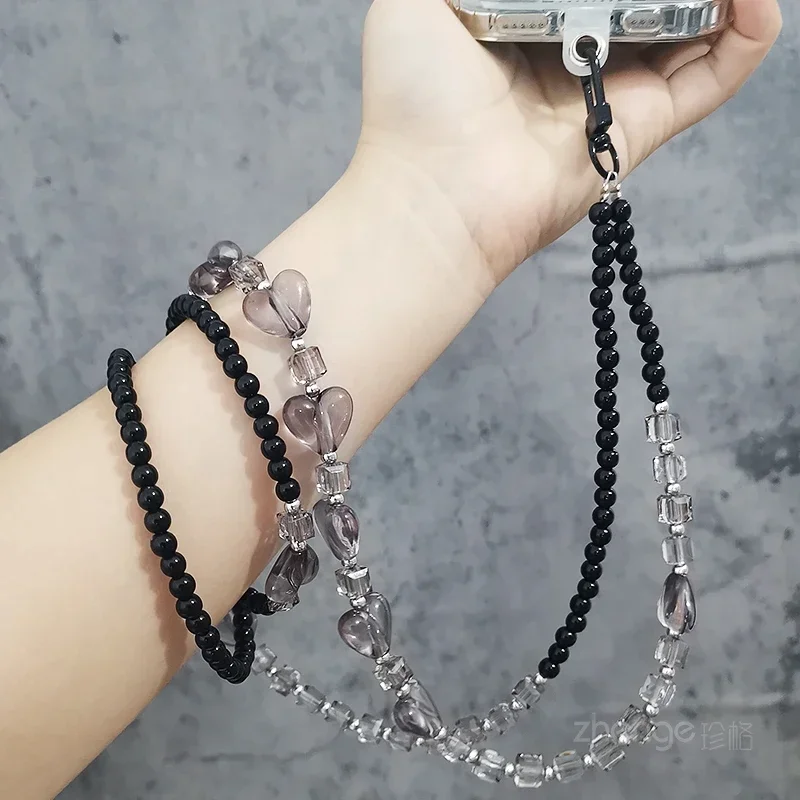 Crystal Love Crossbody Beaded Chain Small Fresh Hanging Neck Back Chain Long Clip Type Mobile Phone Case Universal Rope