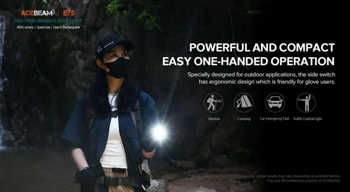 Acebeam e75クアッドコアハイパフォーマンス4500ルーメン懐中電灯