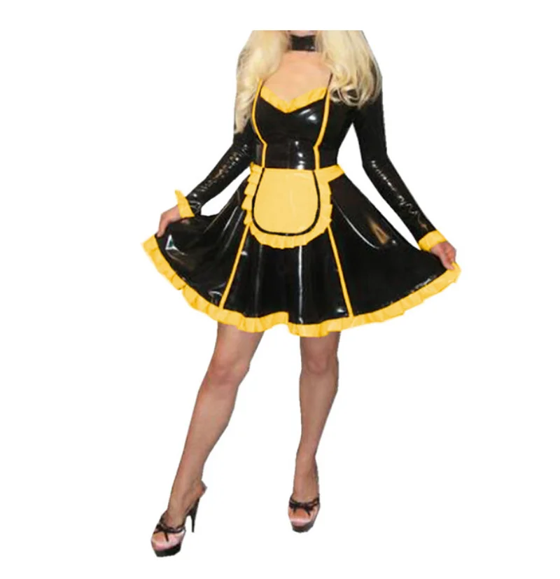 Fashion Adult Giant Baby Sexy Girl Black PVC Open Chest Dress Sissy Role Play Cross Dressing Ball Maid Gothic Multi Color