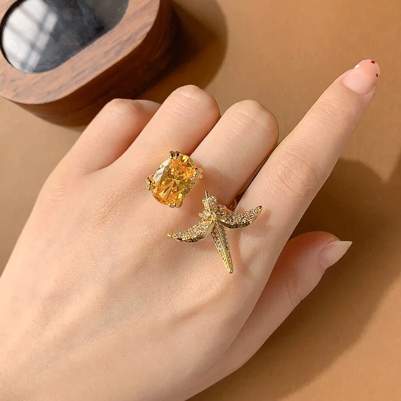 

2025 New Adjustable Ladies Ring with Colored Zircon Sparkling Jewelry Party Gift Valentine's Day