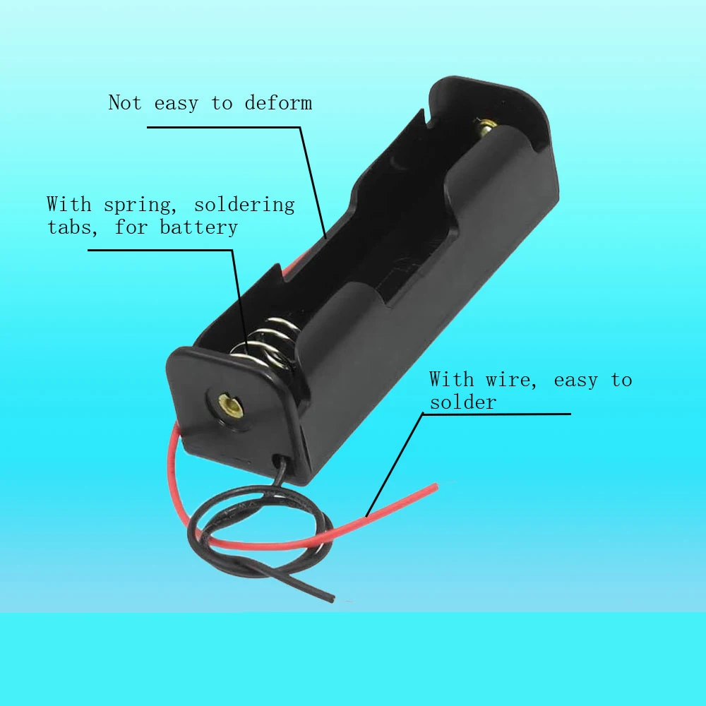 18650 battery case with wiring harness, 10 DIY battery storage boxes, 18650 single-slot battery case, 1 slot 1 battery