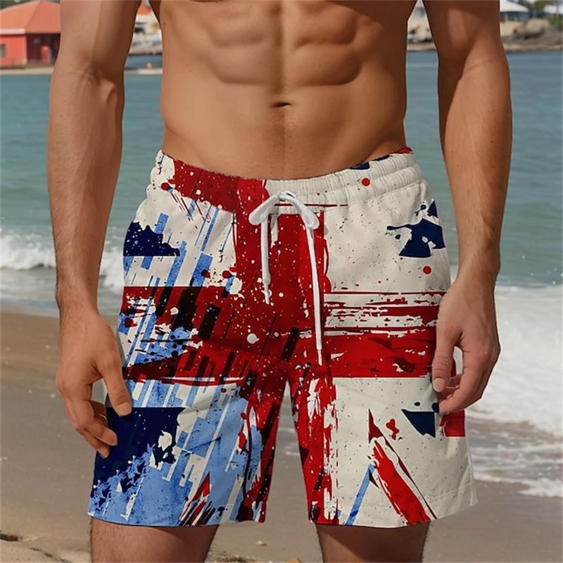 United Kingdom National Emblem Flag Print Beach Shorts 2024 Summer UK Graphic Quick Drying Trunks Ice Shorts Hawaii Swimsuit 4XL