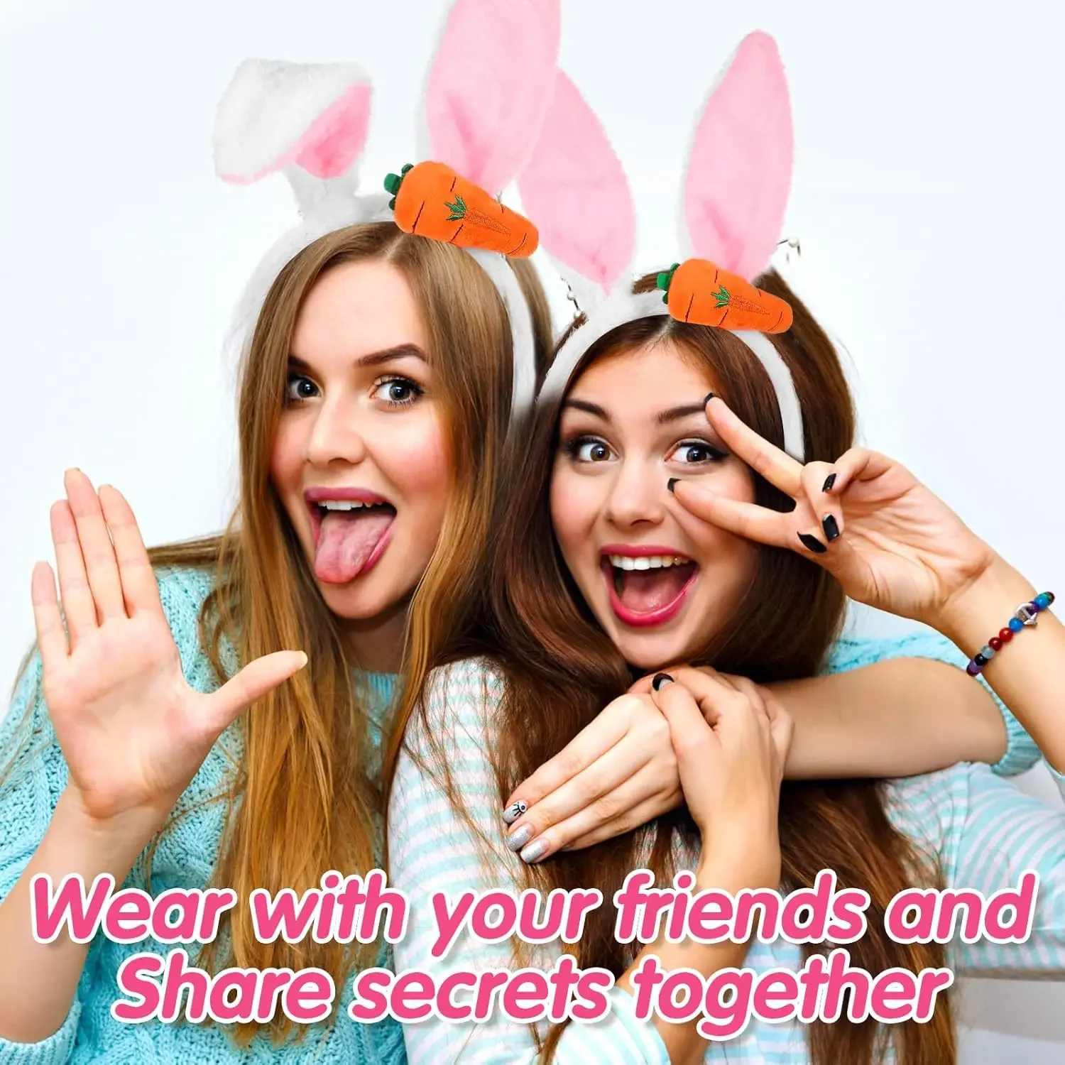 Accessori per capelli regolabili lavabili con orecchie di carota e coniglietto pasquale Set regalo per decorazioni per copricapo per feste cosplay carino per bambini