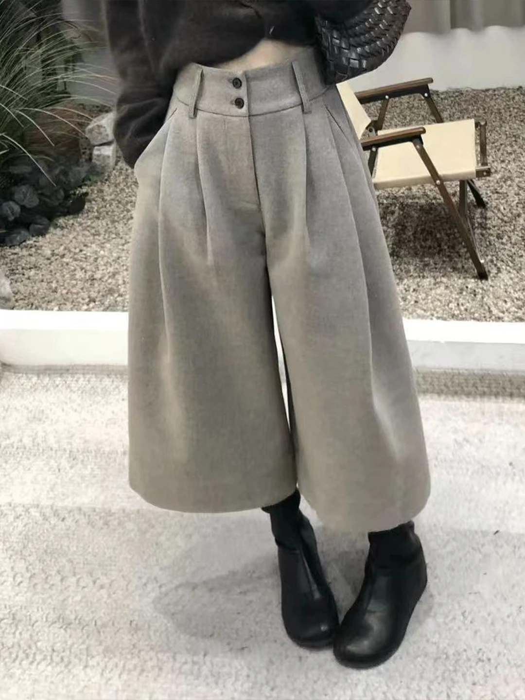 

Женские широкие брюки в стиле ретро, осенне-зимняя новинка, универсальные, свободные, с высокой талией, стройнящие, для повседневной носки, брюки-клеш