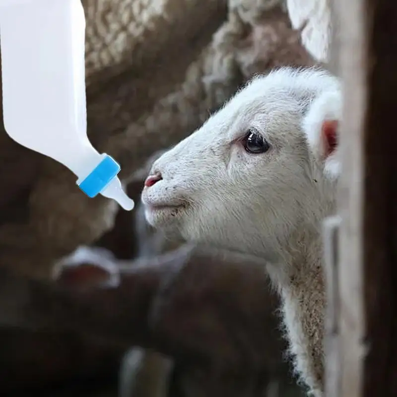 Lamsvoedingsfles Zuigfles voor kleine dieren Ophangbare melkvoeder met duidelijke schaal Zachte tepel Geitenfles Lamsvoeder