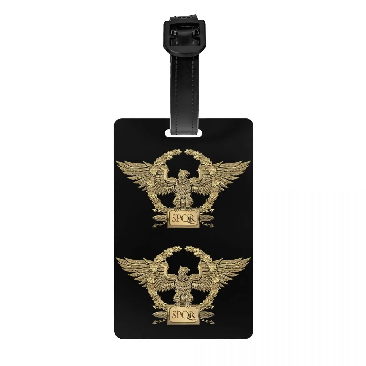 Custom Gold SPQR Roman Imperial Eagle Luggage Tag With Name Card Privacy Cover ID Label for Travel Bag Suitcase