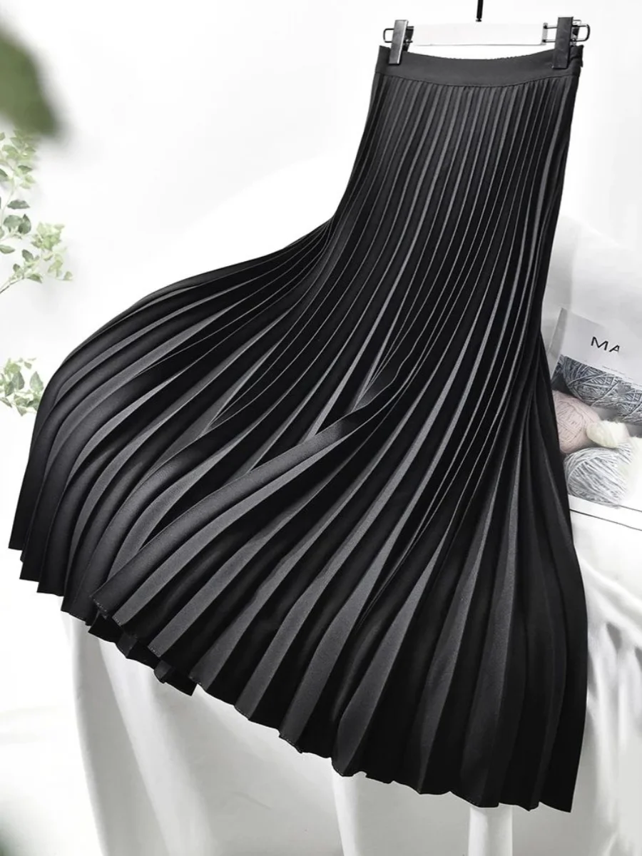 

Oversized Pleated Skirt Color High Waist Midi Skirt Street Sle plus Size Women's Faion Summer Collection