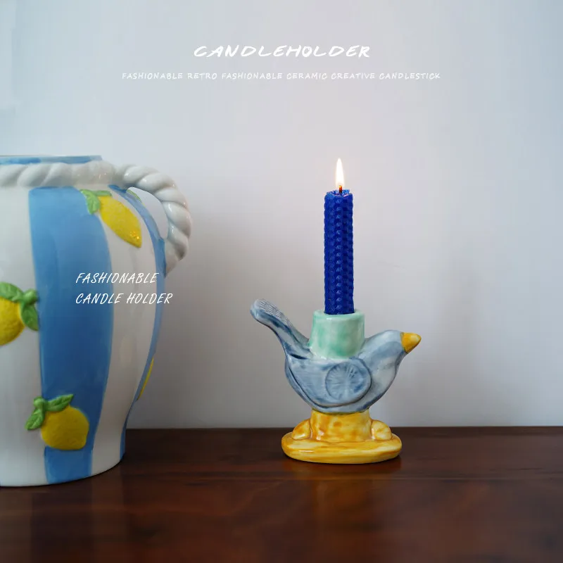 European Bird Ceramic Candle Holder Ornament Living Room Entryway Dining Table Romantic Candle Holder Craft Christmas Decoration