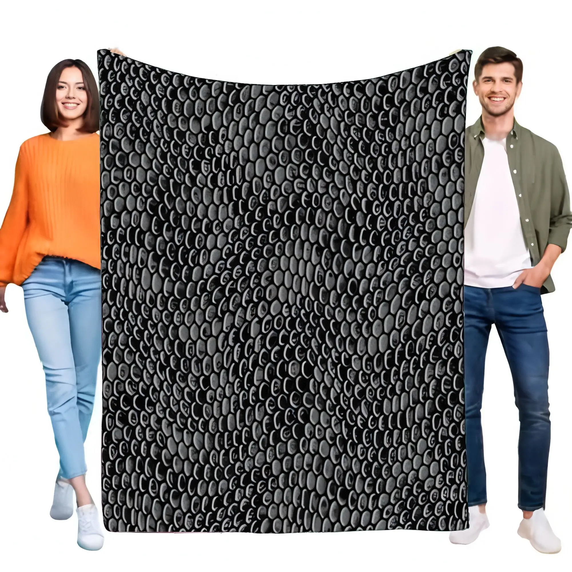 Cozy Black Snake Skin Blanket Soft Plush Throw for Bed Sofa, Lightweight Microfiber Material Perfect for Home Decor, Ideal Gift