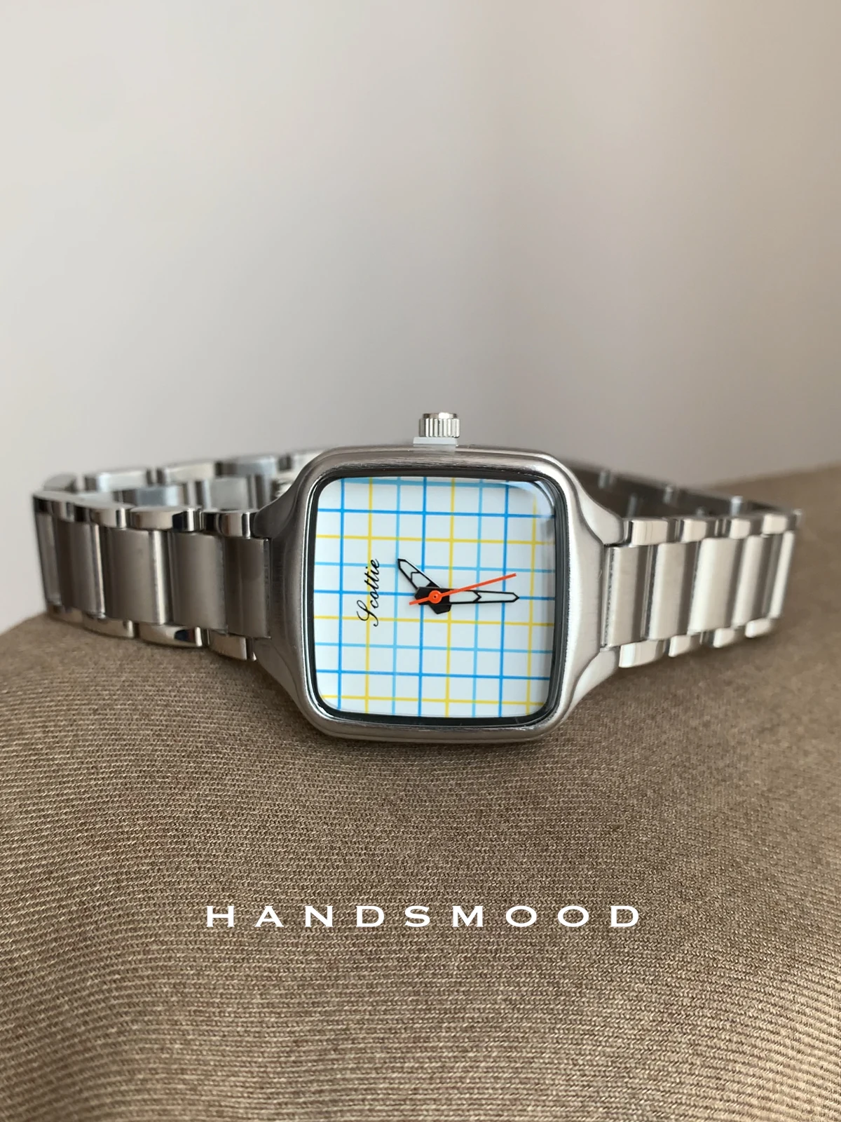 

New Elegant Women'S Watch, Blue Checkered Square Design, Korean Style, Fashionable, Sophisticated, Casual, And Versatile.