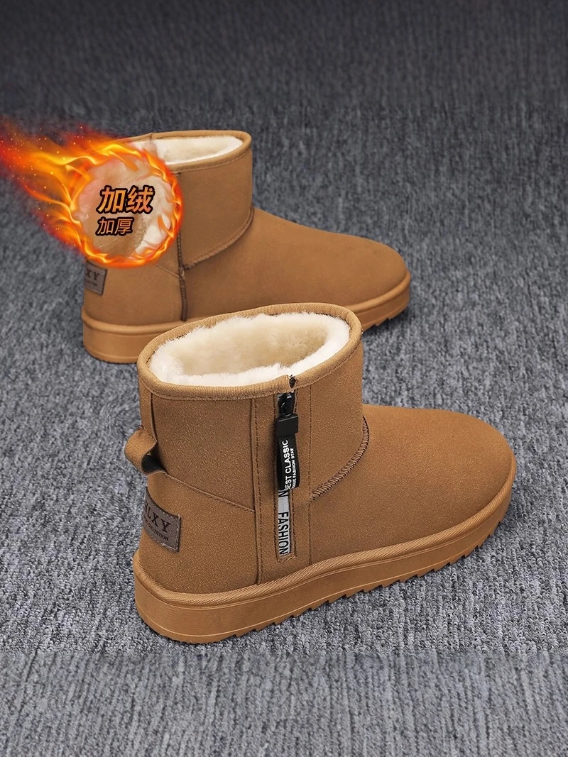 

Men's Winter Snow Boots 2025 New Style Fleece Lined Thickened Warm Slip-On Bread Shoe Anti-slip Cold Proof Cotton Shoe