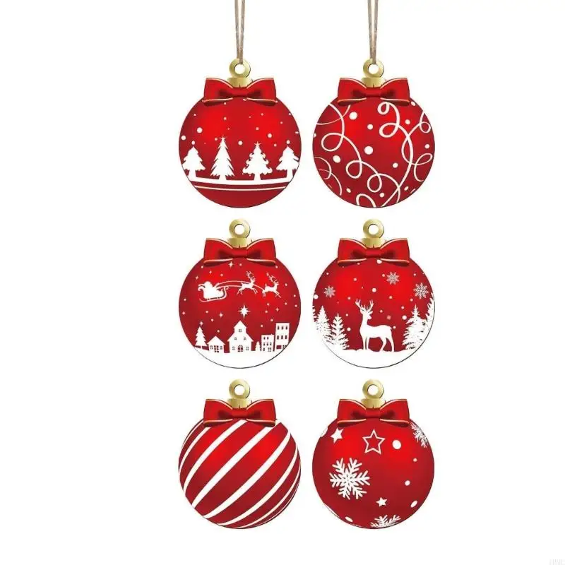 12pc Christmas Ball Decorations Easy Install Reusable Wooden Festival Ornaments J0MC