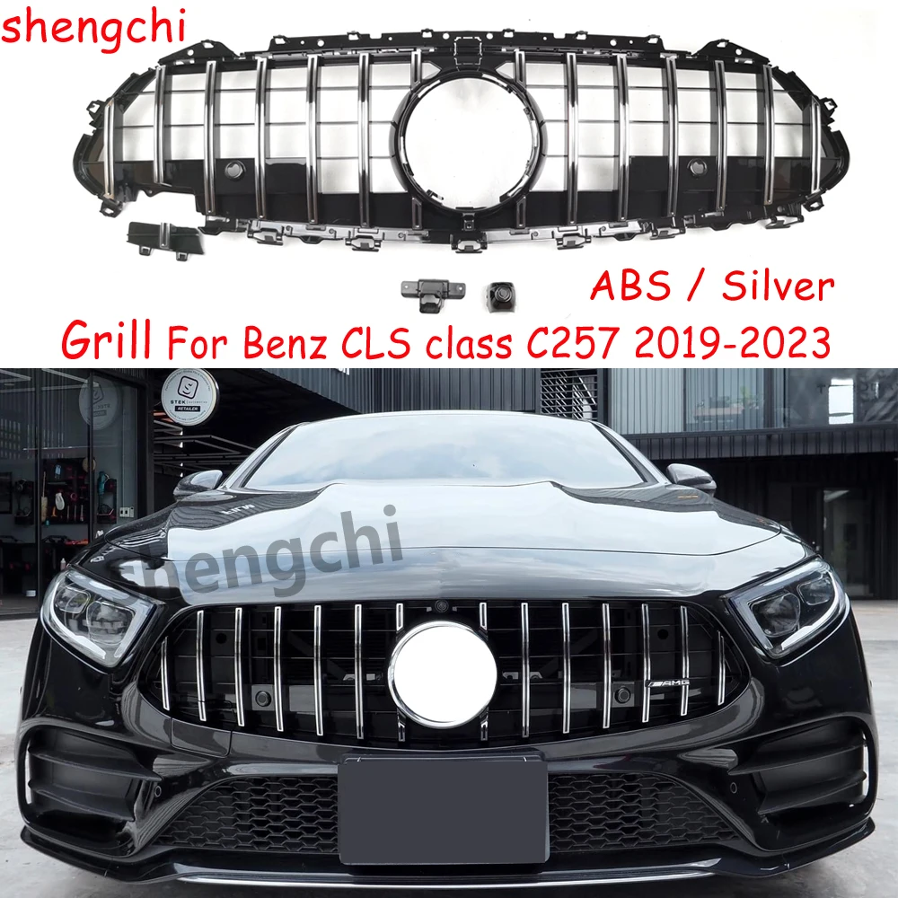 C257 Panamericana GT Style Silver Front Bumper Grill For Mercedes Benz CLS Class C257 Sedan CLS350 CLS450 CLS53 2019-2023