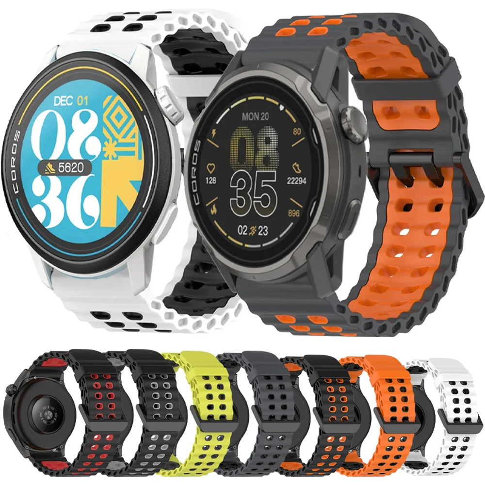 22mm Ocean Silicone Band for COROS PACE 3/Pro/Apex 4 42mm/2 Pro/46mm Wristband for Suunto Race S 2 1/Vertical 2 1/9 5 Peak Strap