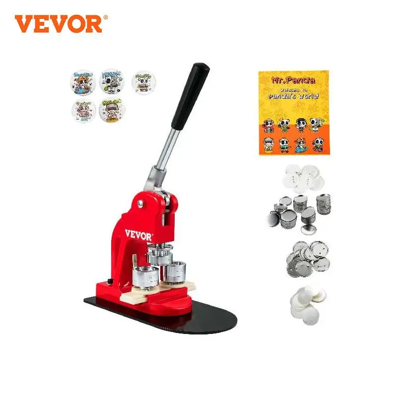 

VEVOR 25/32/58/75MM Badge Maker Machine DIY Button Pin with 500Pcs Free Parts Press Kit Circle Manufacture Button Making Tool