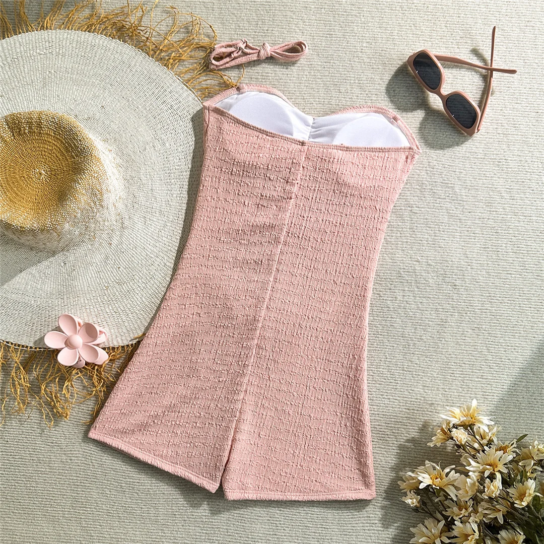 2026 Geraffter, ausgeschnittener Damen-Badeanzug, einteiliger Badeanzug, gepolsterter Monokini-Shorts-Badeanzug, Badebekleidung, Badeanzug V7824 – Detail 11