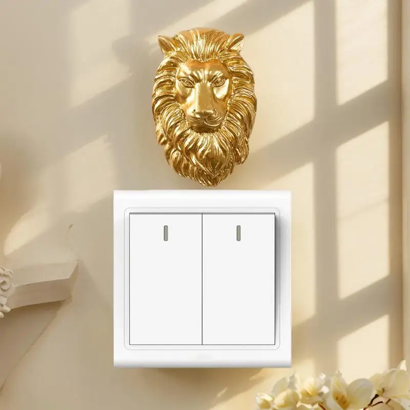 #3D Lion Elephant Light Switch Decoration Resin Self-Adhesive Detachable Wall Art for Home Apartment Dorm Decor