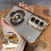 Reno12 Plating Rotate Gyro Holder Case For Oppo Reno 12 F Fs 11 10 Pro Reno7 Reno12fs 4g 5g A58 A78 Silicone Stand Cover Reno12f