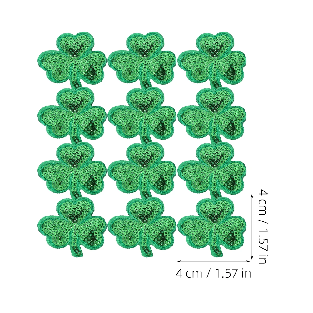 

12pcs Shamrock Iron On Appliques St. Patrick'S Day Clothes Repair Patch Wear-Resistant Hat Patches Diy Sewing Tool Embroidery