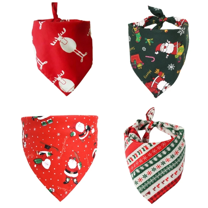 4piece Festival Pet Bibs Set Comfortable Cotton Bandanas Ensuring Comfort for Dogs During Feeding and Outdoor Drop Shipping