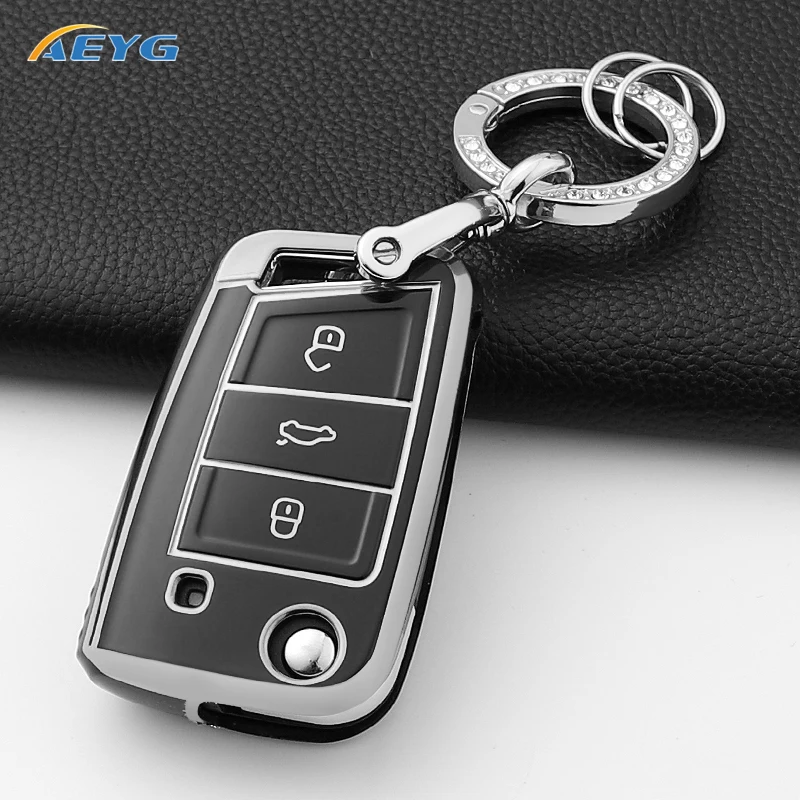 

Чехол для автомобильного ключа, брелок для VW Volkswagen Golf 7 MK7 Tiguan MK2 для SEAT Ateca Leon FR 2 Ibiza для Skoda Octavia
