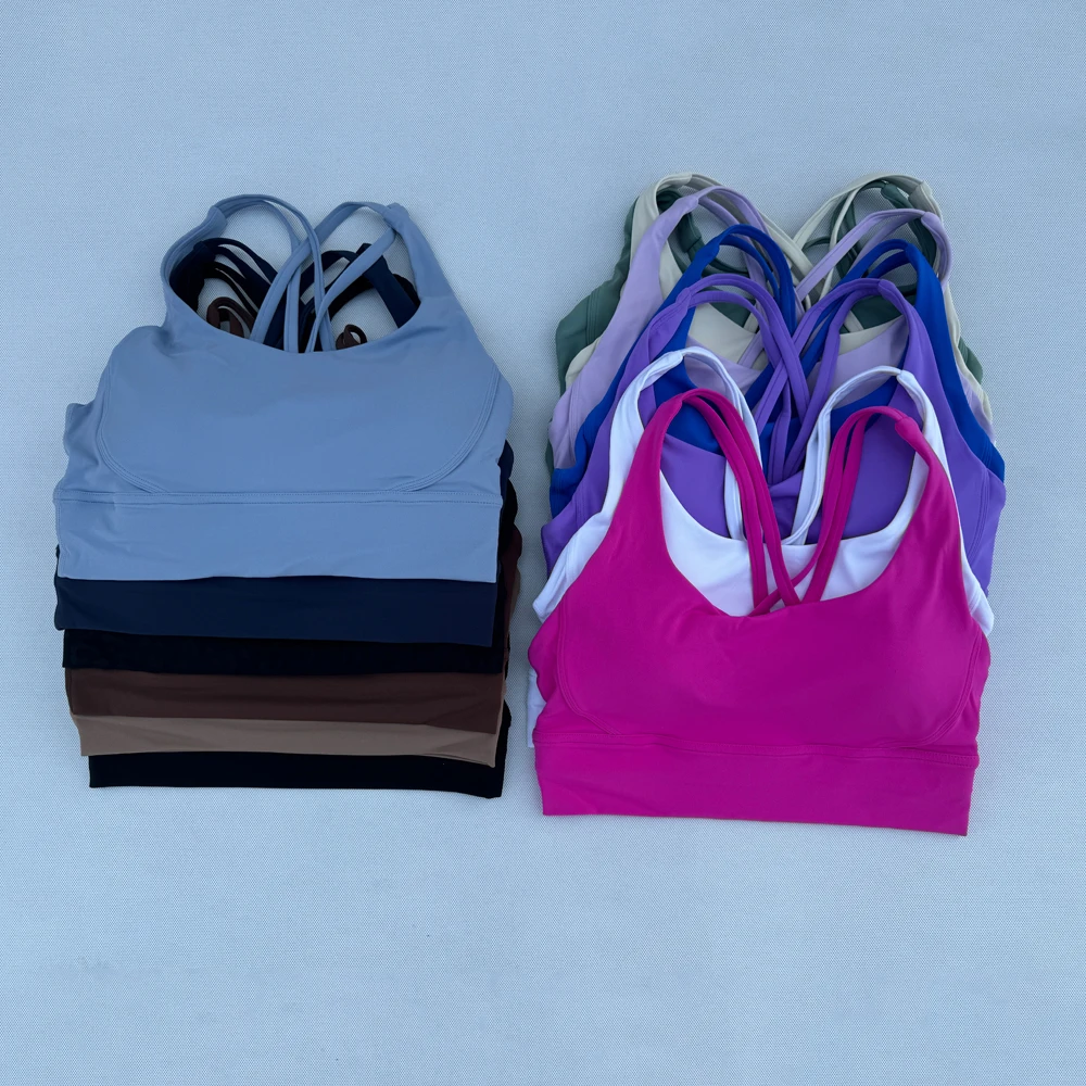 Woman Clothes Gym Top Breathable Sports Bra Cross-Backed Yoga Bra Outdoor Jogging Push Up Fitness Trainning Sportswear Underwear image 5