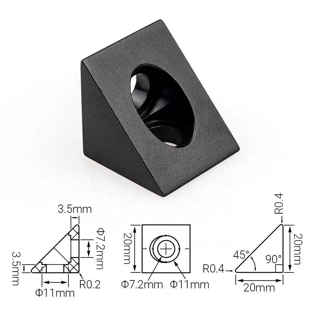 3D High Quality 90 Degree Angle Corner Connector 20x20mm for V-Slot C-Beam Aluminum Extrusions Profile 3D Printer Parts