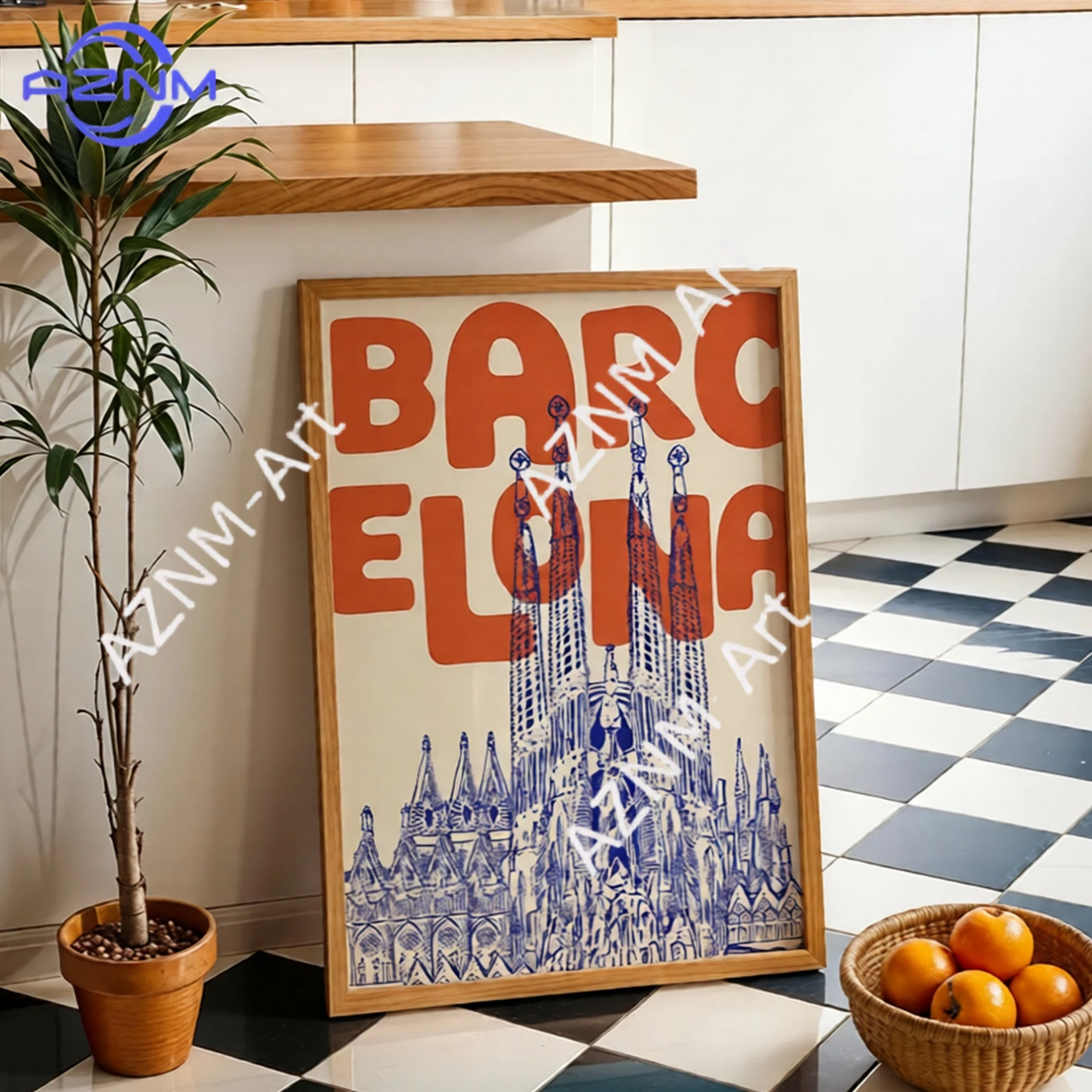 Póster de viaje de Barcelona, ​​impresión artística de pared de España, pintura en lienzo, póster, imagen para sala de estar, dormitorio, comedor, decoración del hogar