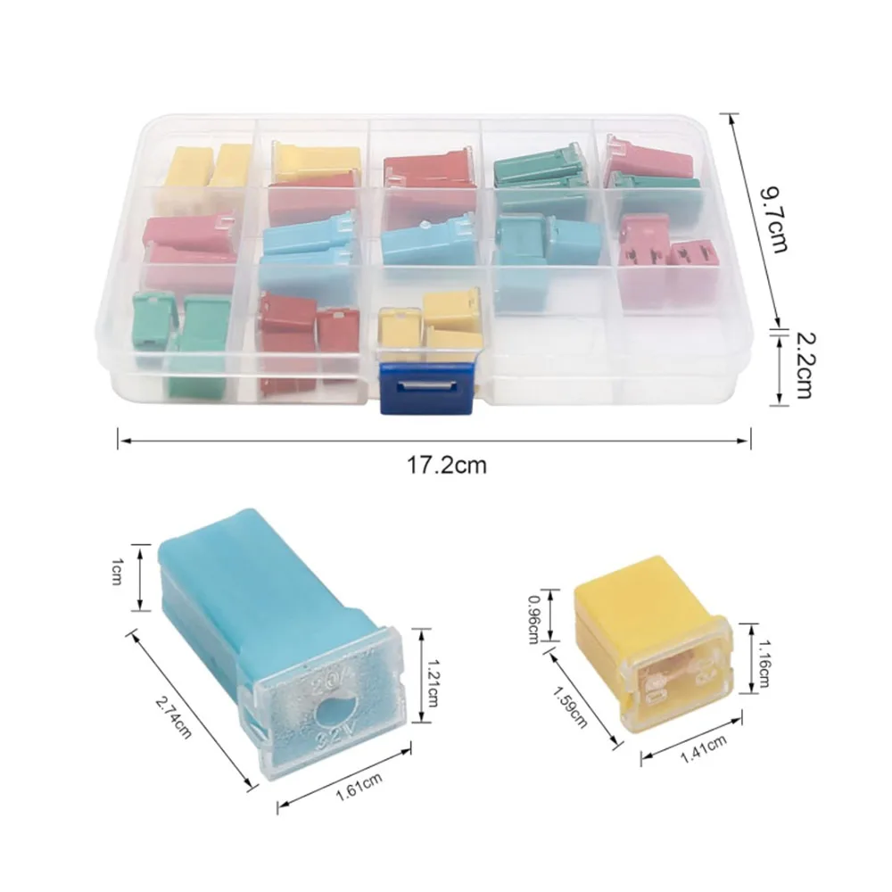 30-teiliges Jcase Sicherungs-Sortiment-Set, Niedrig- und Hochprofil-Boxsicherungen 20A 30A 40A 50A 60A, Kartuschen-Sicherungen – Detail 5
