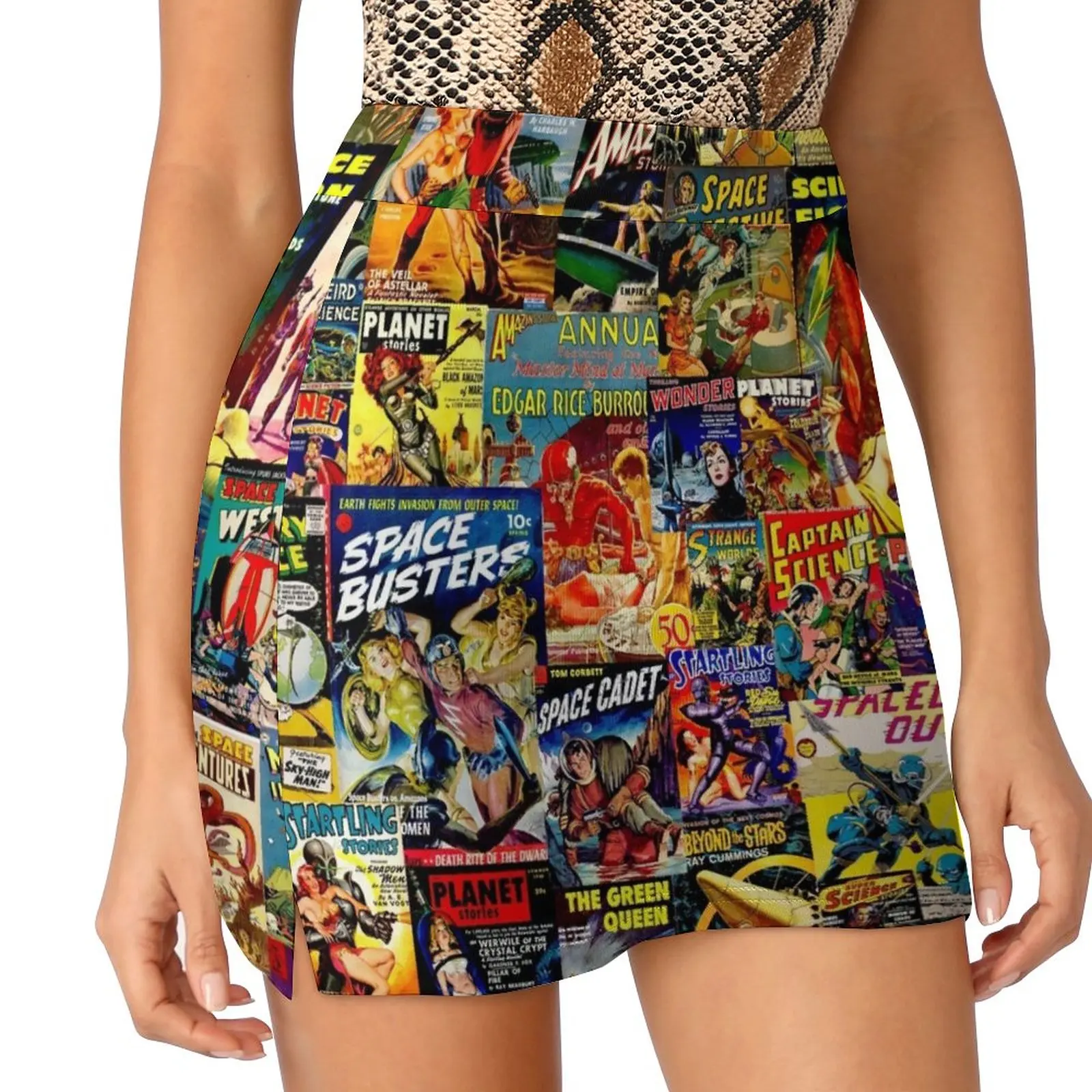 Sci-Fi Comic Collage Light Proof Trouser Skirt Korean skirts new in dresses