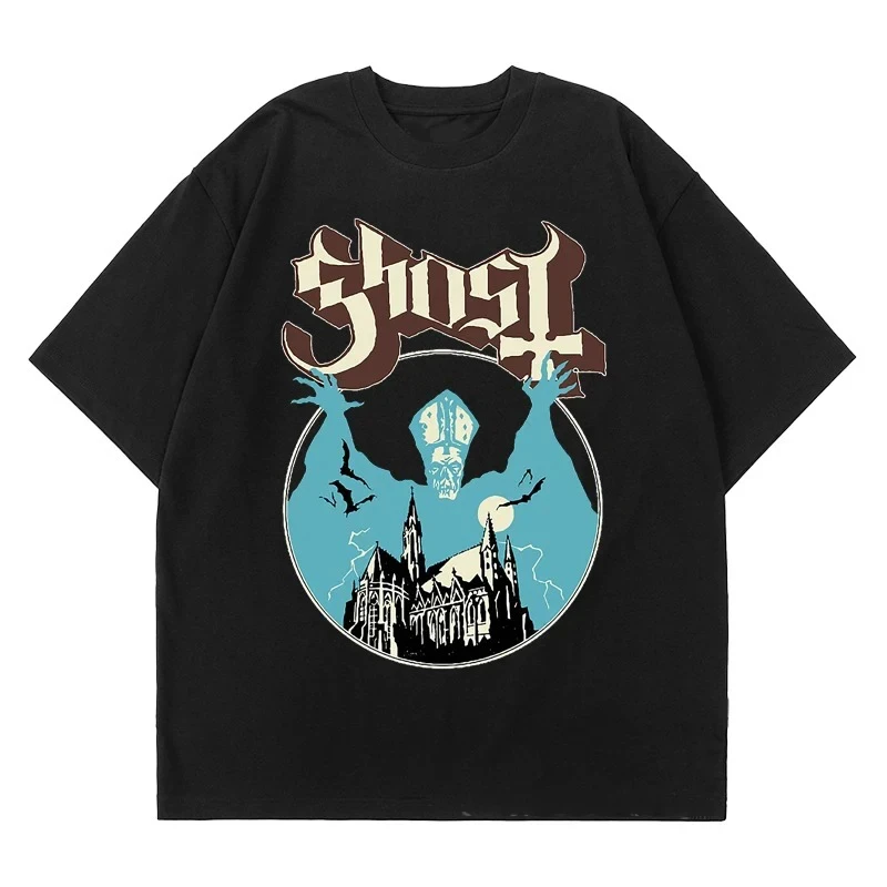 New Ghost Band T-shirt Women Oversize Fashion Cool London Singer Fans Essentials Summer Short Sleeve Print Rock Plain Black Tees