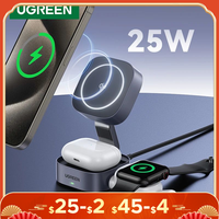 UGREEN Qi2 25W Magnetic Wireless Charger Stand 2-in-1 Charging Stand For iPhone 15 16 Pro Max/AirPods For MagSafe Fast Charger