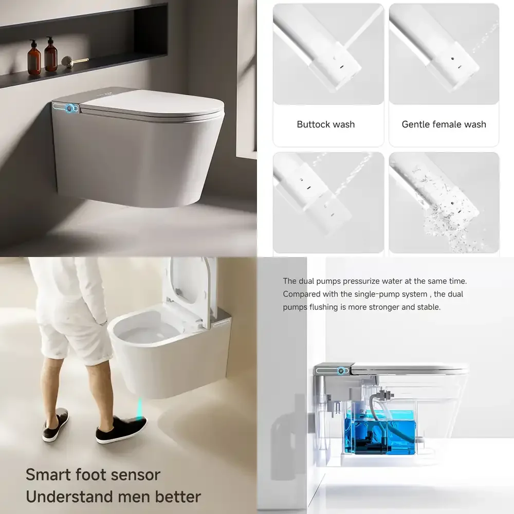 

Современный унитаз с датчиком движения для смыва, настенный, интеллектуальный, с автоматическим сенсором, для дома и офиса