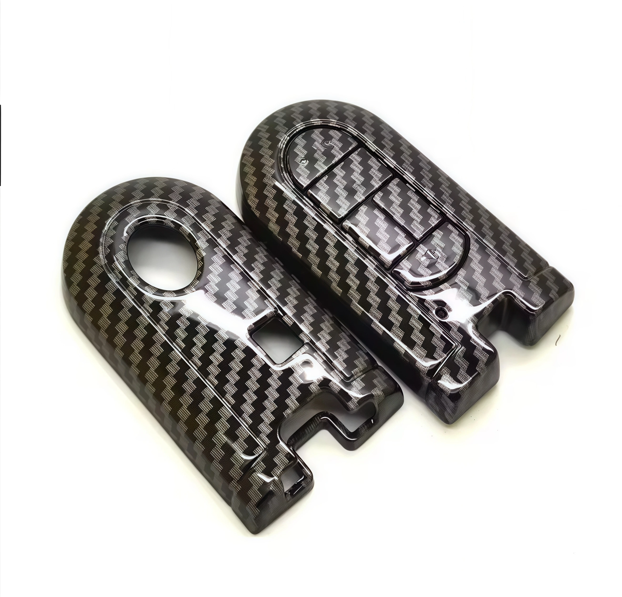 2PC Carbon Fiber Gloss Style Car Key Case with buttons cover shell For Toyota LA600S Moovecanvas LA800S LA150Sdai